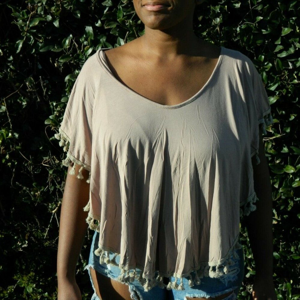 POL Clothing Dusty Rose Layered Poncho Blouse